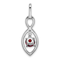 14k White Gold Garnet and Diamond Pendant-PM7111-GA-039-WA