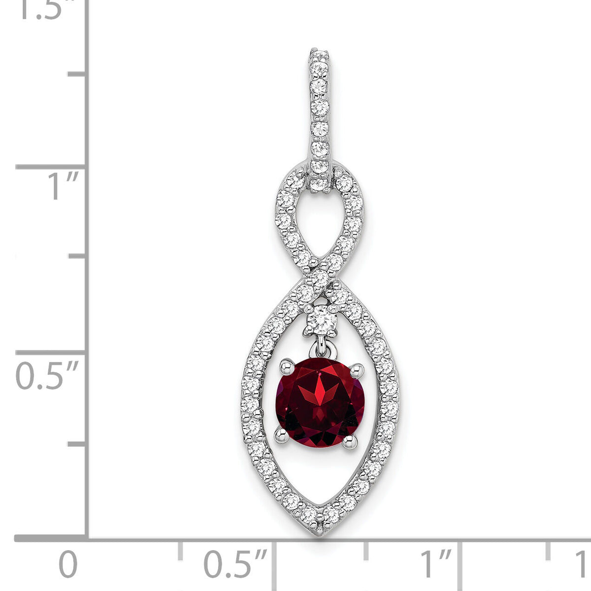 14k White Gold Garnet and Diamond Pendant-PM7111-GA-039-WA