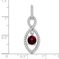 14k White Gold Garnet and Diamond Pendant-PM7111-GA-039-WA