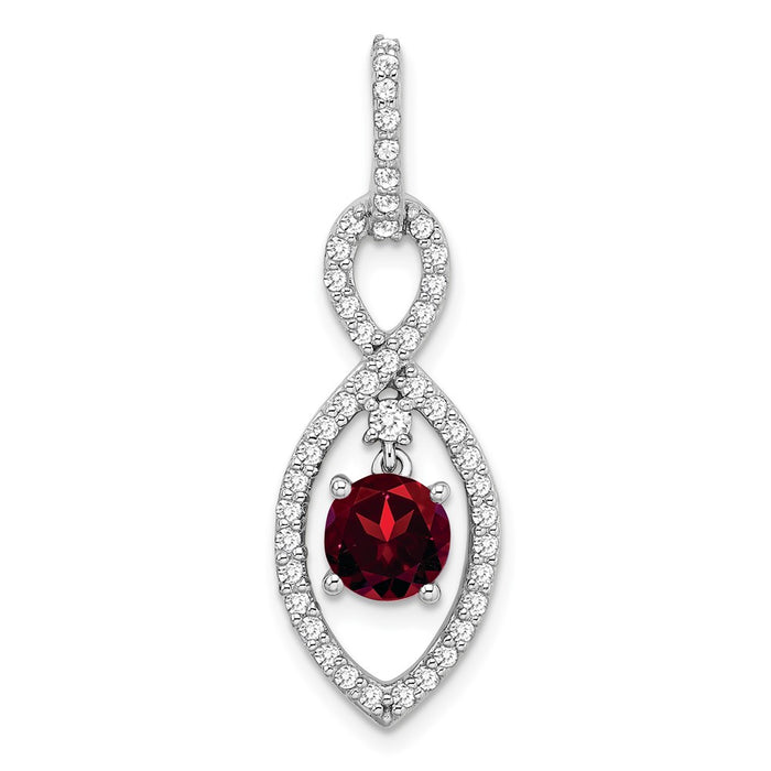 14k White Gold Garnet and Diamond Pendant-PM7111-GA-039-WA