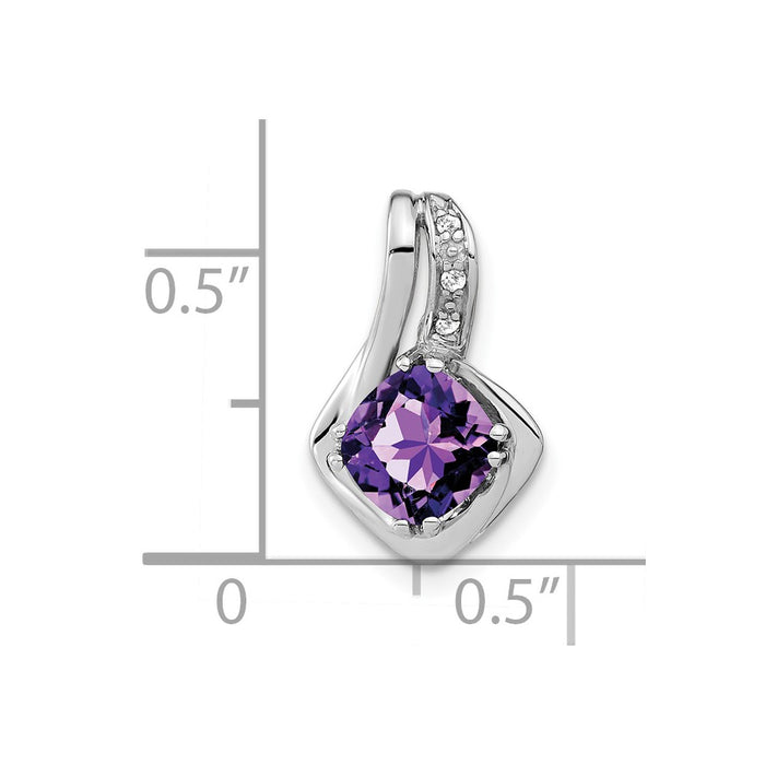 14k White Gold Amethyst and Diamond Chain Slide Pendant-PM7117-AM-002-WA