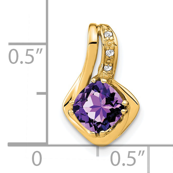 14k Amethyst and Diamond Chain Slide Pendant-PM7117-AM-002-YA