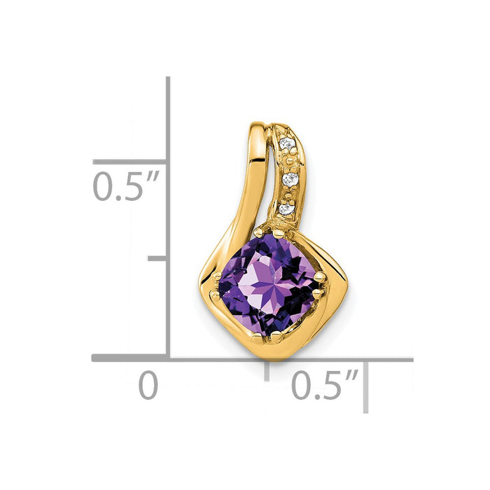 14k Amethyst and Diamond Chain Slide Pendant-PM7117-AM-002-YA