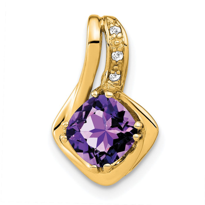 14k Amethyst and Diamond Chain Slide Pendant-PM7117-AM-002-YA