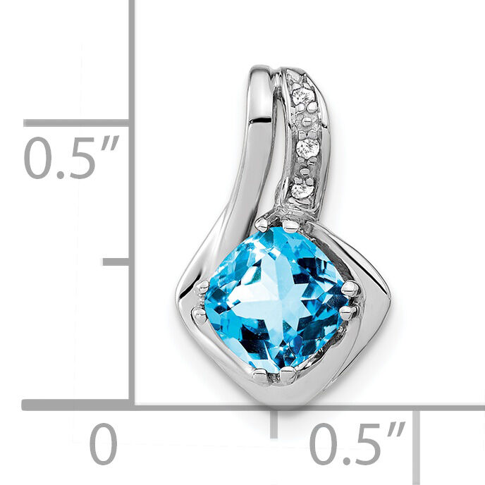 14k White Gold Blue Topaz and Diamond Chain Slide Pendant-PM7117-BT-002-WA