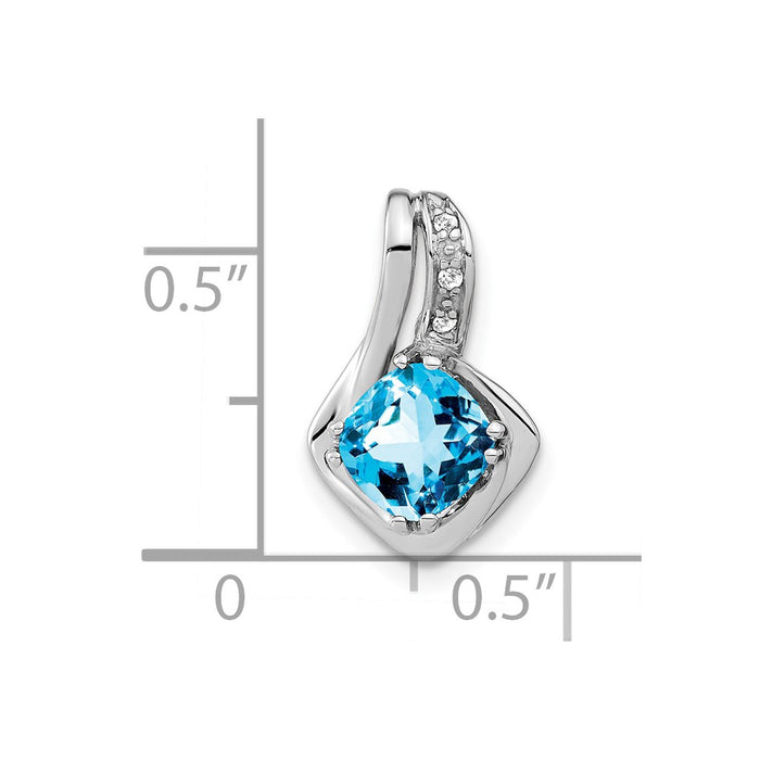 14k White Gold Blue Topaz and Diamond Chain Slide Pendant-PM7117-BT-002-WA