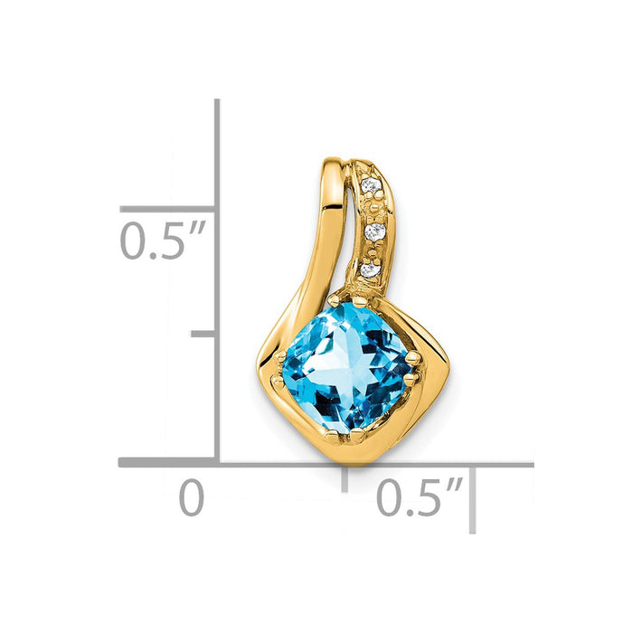 14k Blue Topaz and Diamond Chain Slide Pendant-PM7117-BT-002-YA