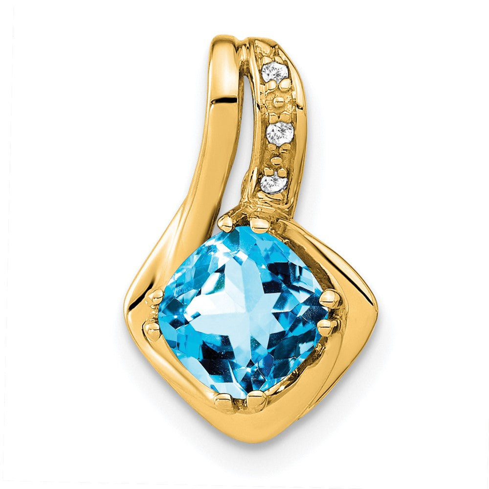 14k Blue Topaz and Diamond Chain Slide Pendant-PM7117-BT-002-YA