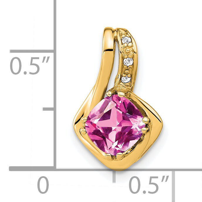 14k Created Pink Sapphire and Diamond Pendant-PM7117-CPS-002-YA