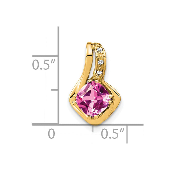 14k Created Pink Sapphire and Diamond Pendant-PM7117-CPS-002-YA