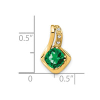 14k Created Emerald and Diamond Chain Slide Pendant-PM7117-EM-002-YA