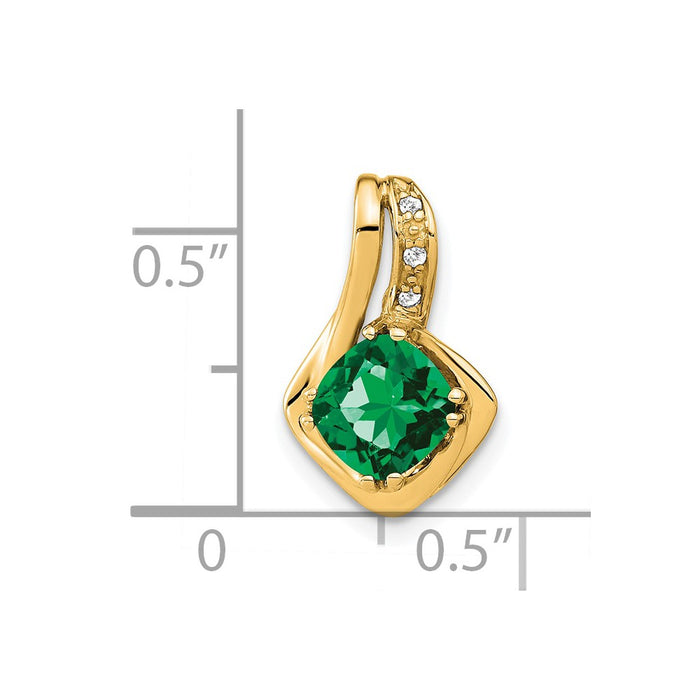 14k Created Emerald and Diamond Chain Slide Pendant-PM7117-EM-002-YA