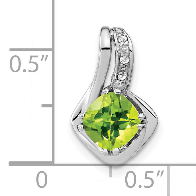 14k White Gold Peridot and Diamond Chain Slide Pendant-PM7117-PE-002-WA