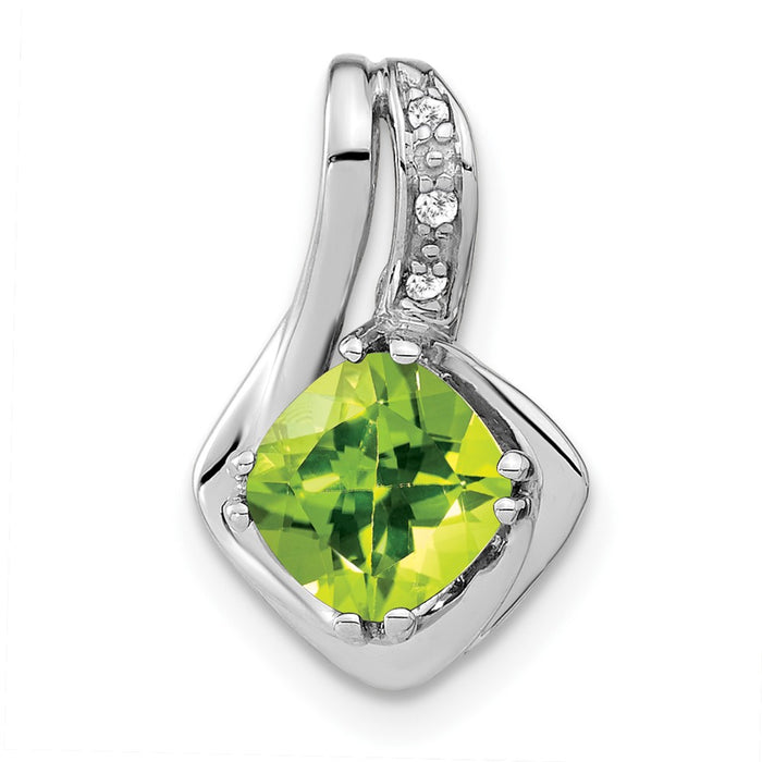 14k White Gold Peridot and Diamond Chain Slide Pendant-PM7117-PE-002-WA