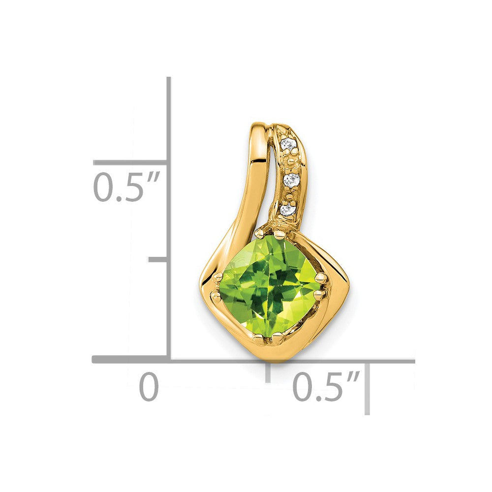 14k Peridot and Diamond Chain Slide Pendant-PM7117-PE-002-YA