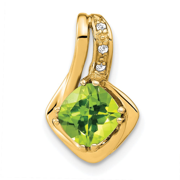 14k Peridot and Diamond Chain Slide Pendant-PM7117-PE-002-YA