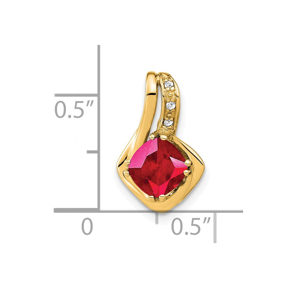 14k Created Ruby and Diamond Chain Slide Pendant-PM7117-RU-002-YA