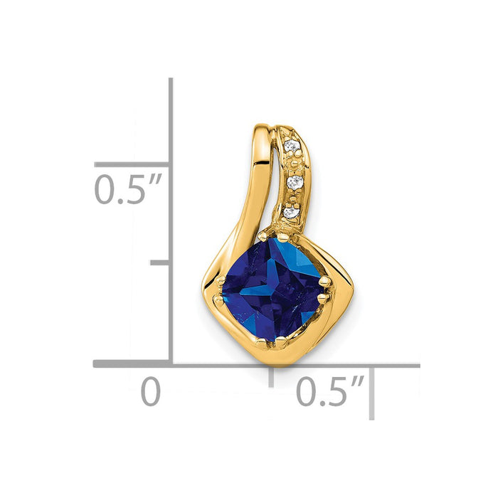 14k Created Sapphire and Diamond Chain Slide Pendant-PM7117-SA-002-YA