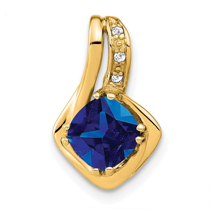 14k Created Sapphire and Diamond Chain Slide Pendant-PM7117-SA-002-YA