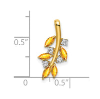 14k Citrine and Diamond Leaves Pendant-PM7127-CI-009-YA