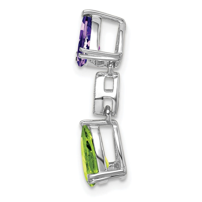 14k White Gold Amethyst/Peridot/Diamond Chain Slide-PM7131-AM/PE-001-WA