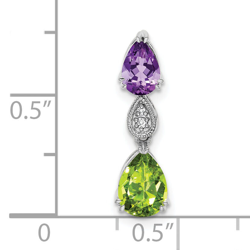 14k White Gold Amethyst/Peridot/Diamond Chain Slide-PM7131-AM/PE-001-WA