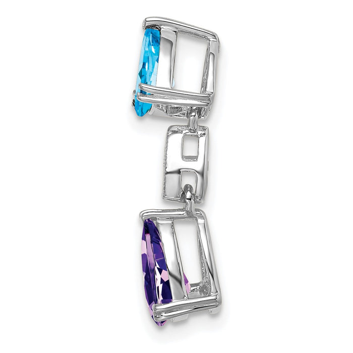 14k White Gold Blue Topaz/Amethyst/Diamond Chain Slide-PM7131-BT/AM-001-WA