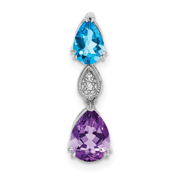 14k White Gold Blue Topaz/Amethyst/Diamond Chain Slide-PM7131-BT/AM-001-WA