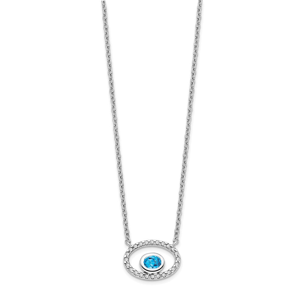14k White Gold Oval Blue Topaz and Diamond 18in. Necklace-PM7135-BT-007-WA