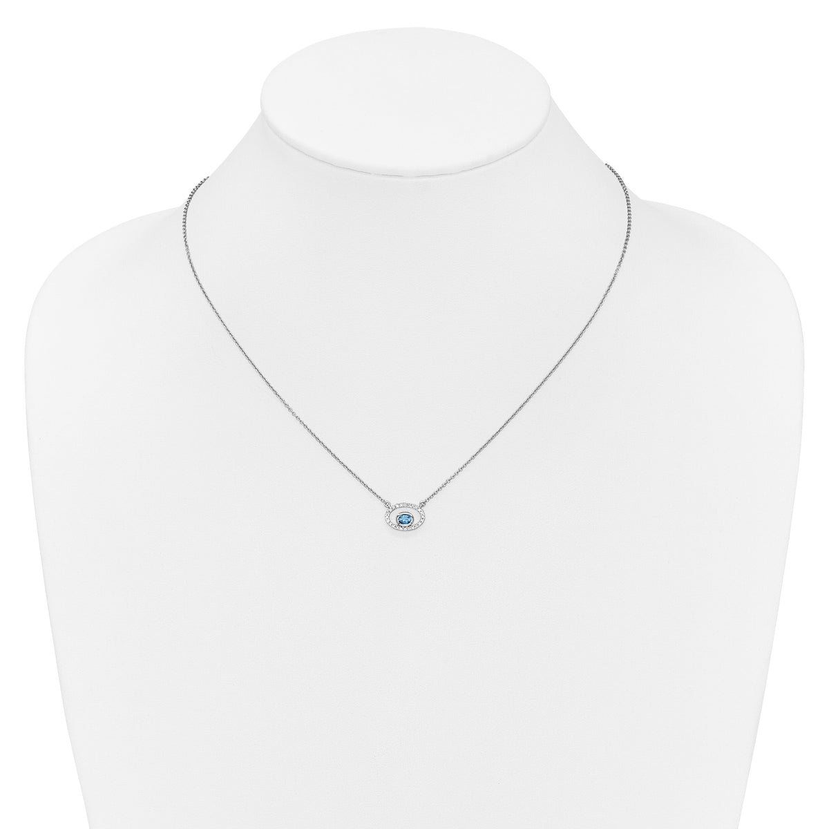 14k White Gold Oval Blue Topaz and Diamond 18in. Necklace-PM7135-BT-007-WA