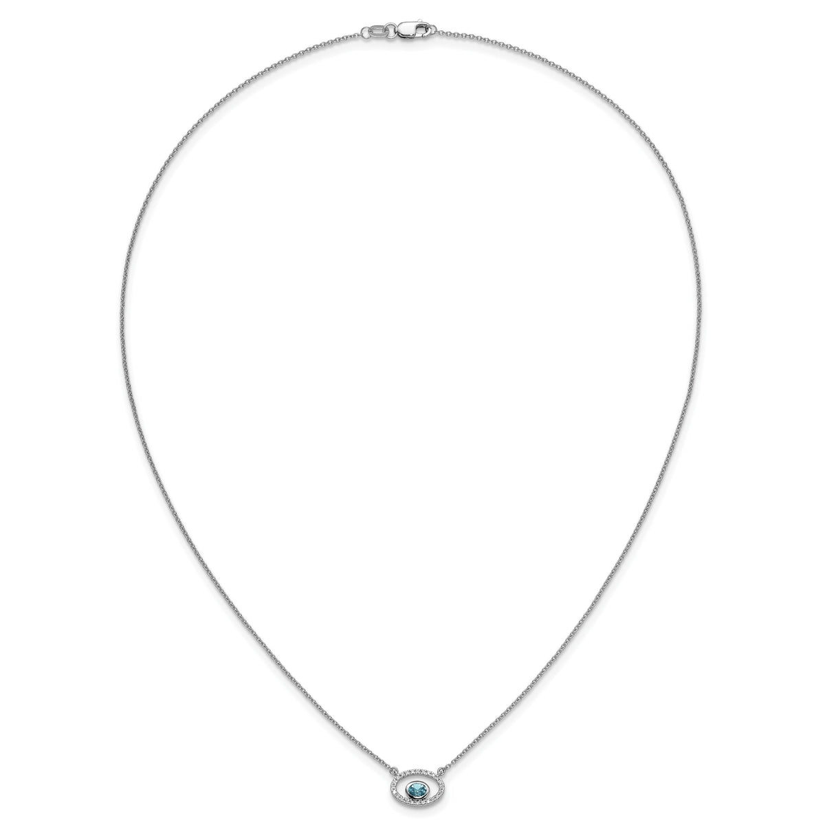 14k White Gold Oval Blue Topaz and Diamond 18in. Necklace-PM7135-BT-007-WA