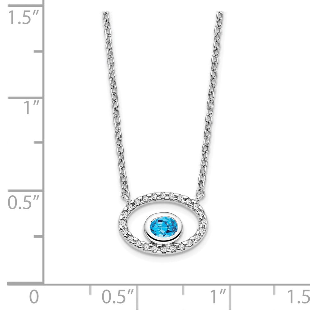 14k White Gold Oval Blue Topaz and Diamond 18in. Necklace-PM7135-BT-007-WA