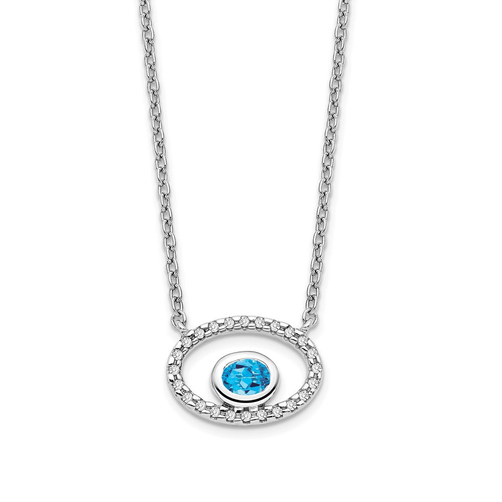 14k White Gold Oval Blue Topaz and Diamond 18in. Necklace-PM7135-BT-007-WA