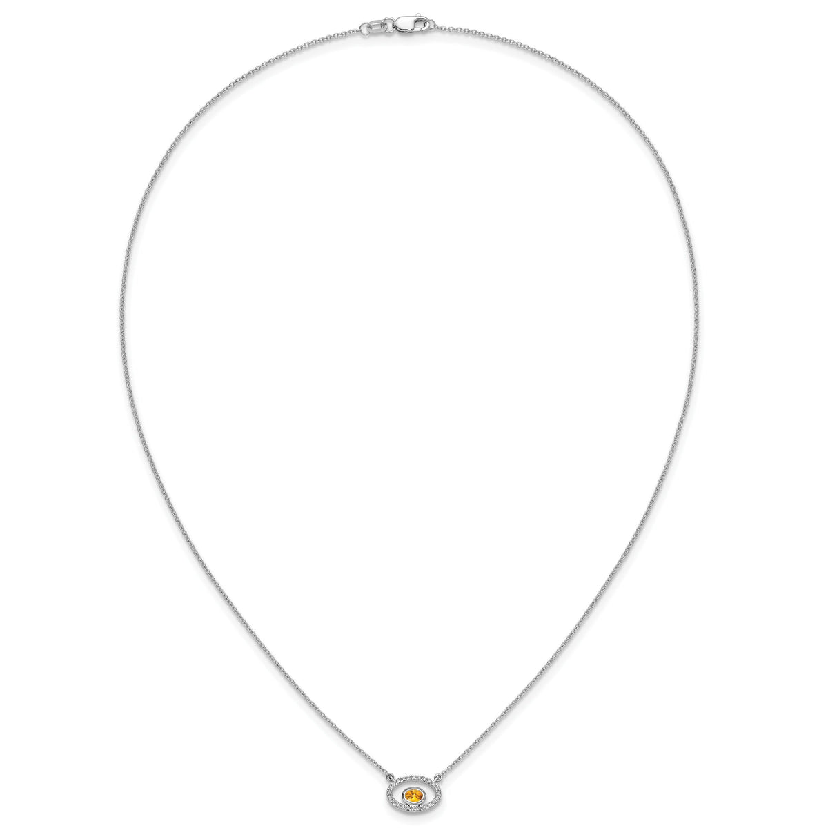 14k White Gold Oval Citrine and Diamond 18in. Necklace-PM7135-CI-007-WA