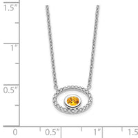 14k White Gold Oval Citrine and Diamond 18in. Necklace-PM7135-CI-007-WA