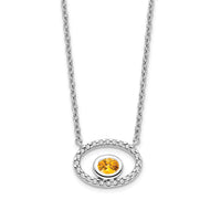 14k White Gold Oval Citrine and Diamond 18in. Necklace-PM7135-CI-007-WA