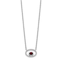 14k White Gold Oval Garnet and Diamond 18in. Necklace-PM7135-GA-007-WA