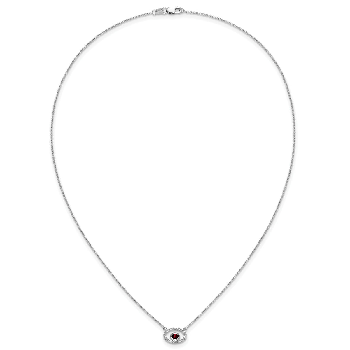 14k White Gold Oval Garnet and Diamond 18in. Necklace-PM7135-GA-007-WA