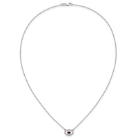 14k White Gold Oval Garnet and Diamond 18in. Necklace-PM7135-GA-007-WA