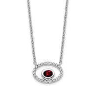 14k White Gold Oval Garnet and Diamond 18in. Necklace-PM7135-GA-007-WA