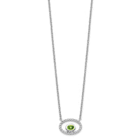 14k White Gold Oval Peridot and Diamond 18in. Necklace-PM7135-PE-007-WA