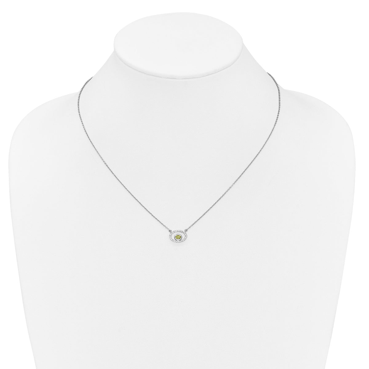 14k White Gold Oval Peridot and Diamond 18in. Necklace-PM7135-PE-007-WA