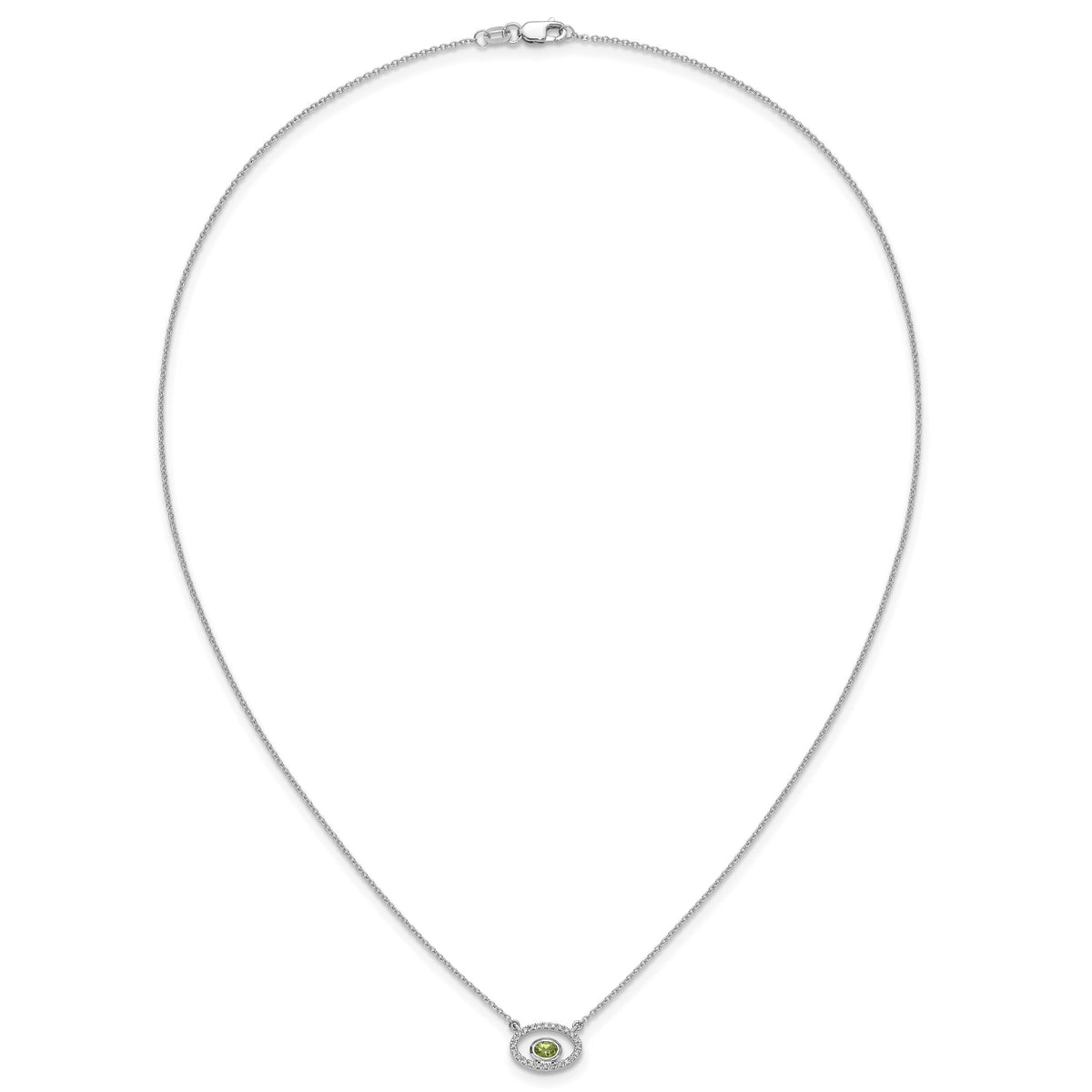 14k White Gold Oval Peridot and Diamond 18in. Necklace-PM7135-PE-007-WA