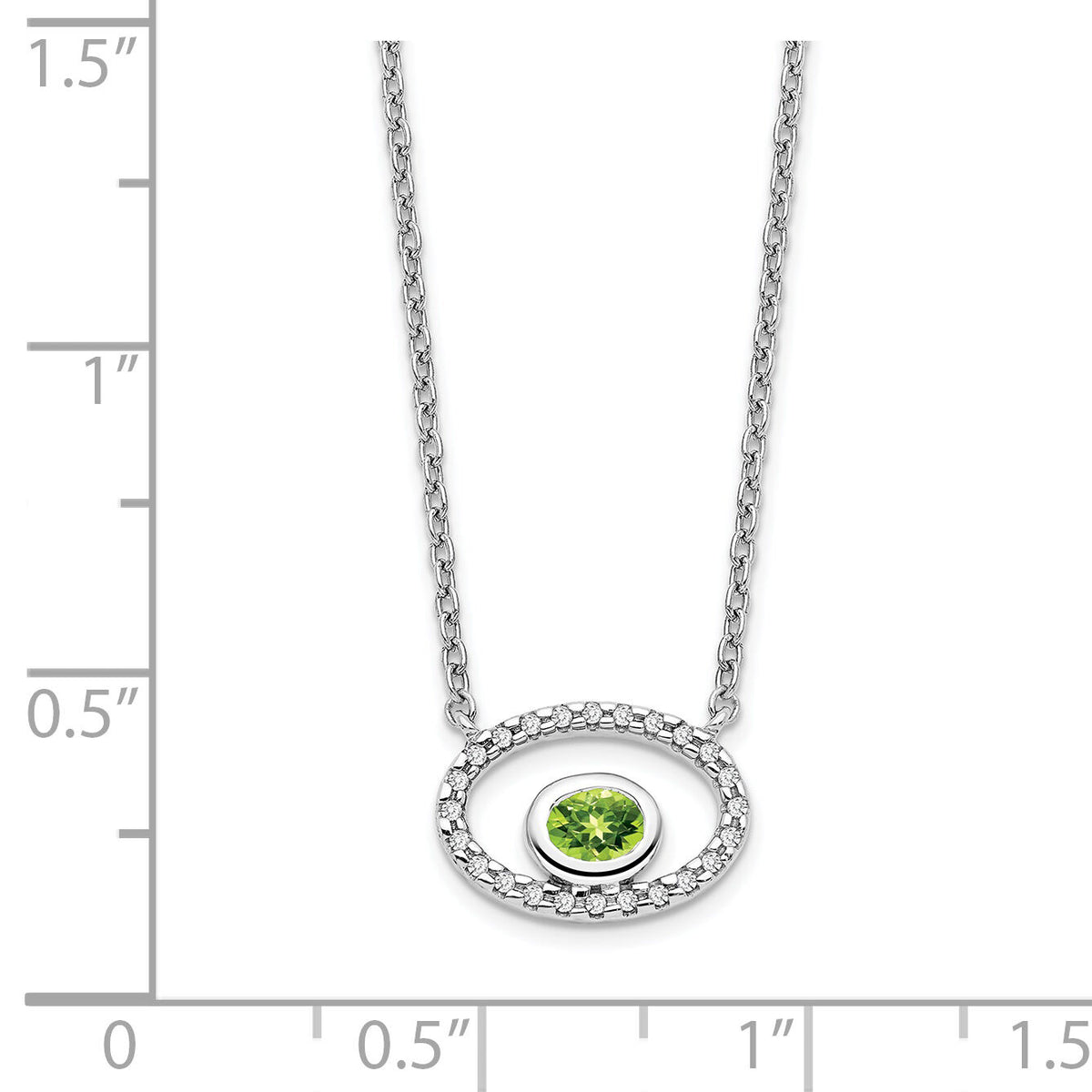 14k White Gold Oval Peridot and Diamond 18in. Necklace-PM7135-PE-007-WA