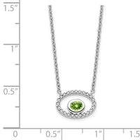 14k White Gold Oval Peridot and Diamond 18in. Necklace-PM7135-PE-007-WA