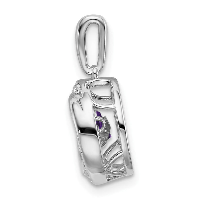 14k White Gold Round Amethyst and Diamond Pendant-PM7143-AM-011-WA