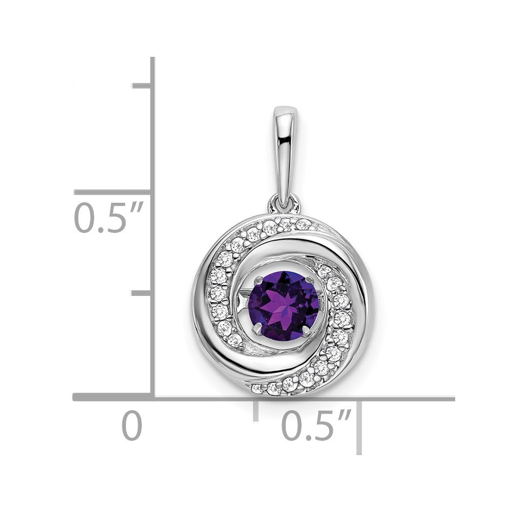14k White Gold Round Amethyst and Diamond Pendant-PM7143-AM-011-WA