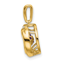 14k Round Amethyst and Diamond Pendant-PM7143-AM-011-YA
