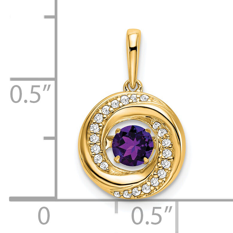 14k Round Amethyst and Diamond Pendant-PM7143-AM-011-YA