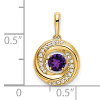 14k Round Amethyst and Diamond Pendant-PM7143-AM-011-YA